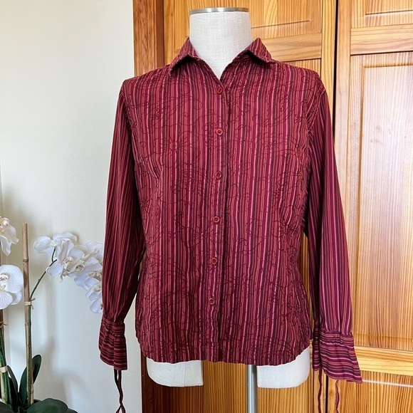 Columbia Large Stripe Embroidered Long Sleeve Button Up - Picture 2 of 8